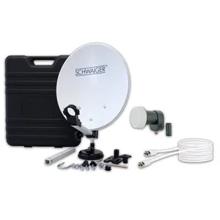 Schwaiger Camping SAT Set 35cm Hellgrau Single LNB