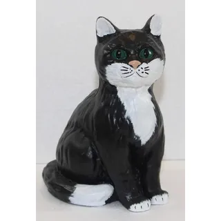 Deko Figur Gartenfigur Katze sitzend klein Kaztenfigur Tierfigur aus Kunstharz H 25 cm