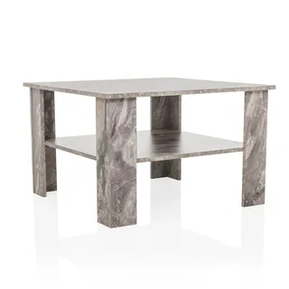 hjh living Couchtisch BISMO 70x70 cm Mamoroptik Grau