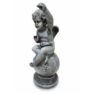 JVmoebel Skulptur Engel Figur auf Globus aus hochwertigem Kunstharz, Made in Europa grau