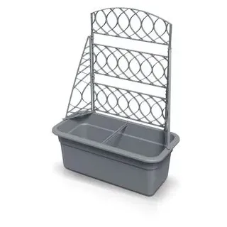 Prosperplast Bloma Pflanzkasten steingrau, 58 x 28,8 x 22,5 cm, Kunststoff, Rankgitter