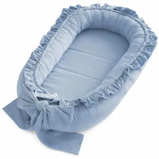 Babynestchen Neugeborene – Babynest Velvet – Nestchen Baby für Babybett & Kinderbett – Babykokon Tragbar – OEKO-TEX zertifiziert – Zubehör Babybett – Jeans Velvet