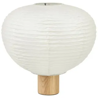 blomus Tischleuchte -KAMI- Reispapierleuchte, Tischlampe, Papierleuchte, Schreibtischlampe, LED wechselbar, Japan-Stil, Eichenholzsockel, Dimmbare LED (E14), Textilkabel braun