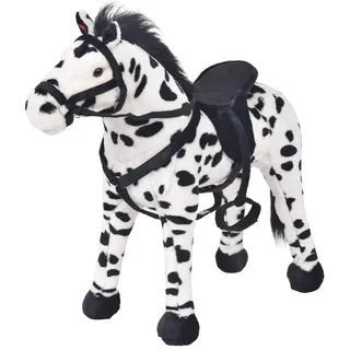 vidaXL Plüschtier Pferd 62 cm Schwarz/Weiß