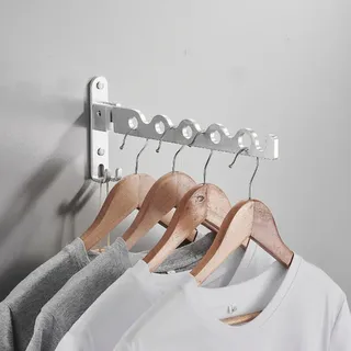 Wandmontierter Kleiderständer, Klappbare Garderobe, Wäscheständer, Wand-wäschetrockner Für Badezimmer, Schlafzimmer, Waschküche (silber, 1)