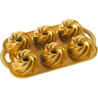 Nordic Ware Heritage Bundtlette Backform Aluminium Gold 35,6 x 20,3 cm
