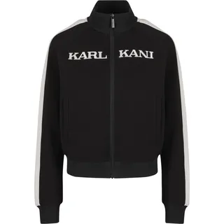 Trainingsjacke KARL KANI "Karl Kani Kk Retro Sidestripe Trackjacket", Herren, Gr. XL, schwarz (schwarz, sanftes weiß), 55% Polyester, 39% Baumwolle, 6% Elasthan, mehrfarbig, normal, amerikanischer Ausschnitt, Jacken Trainingsjacke