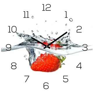 levandeo Wanduhr Glas 30 cm 30x30cm rot