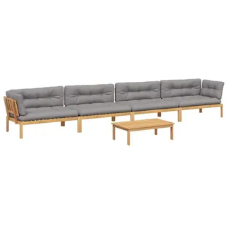 vidaXL Loungesofa 5-tlg. Garten-Sofagarnitur aus Paletten mit Kissen nholz, 1 Teile braun|grau