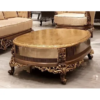 Casa Padrino Luxus Barock Couchtisch Antik Gold / Braun / Gold - Ovaler Massivholz Wohnzimmertisch im Barockstil - Wohnzimmer Möbel im Barockstil - Barock Möbel - Edel & Prunkvoll