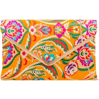 Purple Possum® Senfgelbe Satin-Clutch, Damen-Clutch, groß, rosa, lila, blau, grün, Blumen, Umhängetasche, Abschlussball, Hochzeit, Handtasche - L