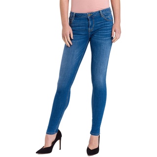 Cross Jeans Damen Push Up Jeans Page Skinny Fit Blau Hoher Bund Reißverschluss W 27 L 32