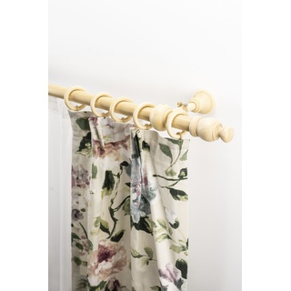 Gardinenstange GARESA "NOVA" Gardinenstangen Gr. B/L: 70 cm x 230 cm Ø 28 mm, 2 läufig, beige (natur) Gardinenstangen nach Maß Vorhanggarnitur Holz, verlängerbar, Wandmont.,mit Ringe2 Lauf Gleiter