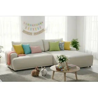 TRENDMANUFAKTUR Ecksofa TRENDMANUFAKTUR "Fordon, Schlafsofa mit Bettkasten, Couch in L-Form, Breite 250 cm", grau (sandgrau), B:250cm H:82cm T:167cm, 100% Polyester, Sofas, Ecksofa, in Struktur LUMOS, 3D-Effekt, sandgrau, Recamiere rechts