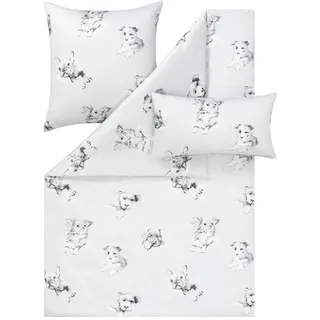 Estella Bettwäsche Atelier, Silber, Textil, Hund, 155x220 cm, pflegeleicht, atmungsaktiv, hautfreundlich, weiche und anschmiegsame Oberfläche, Schlaftextilien, Bettwäsche, Bettwäsche, Übergrößen-Bettwäsche