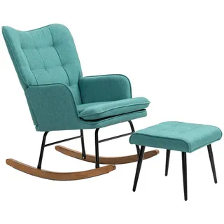 Homcom Schaukelstuhl mit Hocker Polyester 89 x 90 x 64 cm Dunkelgrün