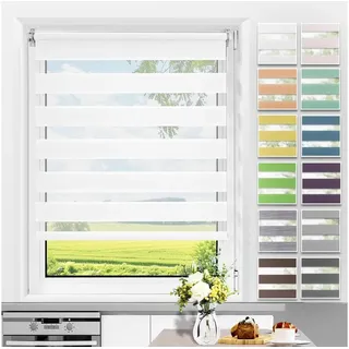 Doppelrollo plissee ohne bohren Verdunkelung Doppelrollo Klemmfix 80x120cm Duo, LuxusKollektion bunt