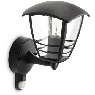 Philips myGarden Creek Außenwandleuchte mit Bewegungsmelder, LED E27 Lampe, 60W, Schwarz, 28.5 cm
