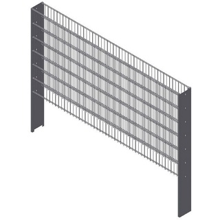 KRAUS Gabionenzaun Gabione-200, (Set), anthrazit, 203 cm hoch, 2 Elemente für 2 m, 2 Pfosten 260 cm grau