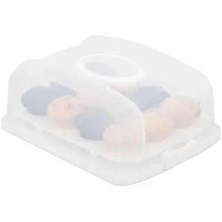 Relaxdays Kuchenbox, rechteckig, mit Deckel, Kuchen & Muffins, Partybutler, HBT: 15,5 x 37,5 x 27,5 cm,