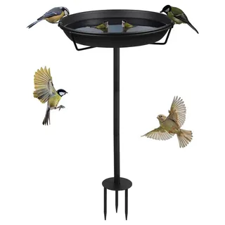 Vogelbad, stehend, 30 cm - Vogelbad für den Garten - Wassernapf für Vögel - Winterfest - Futterplatz - Schwarz, Metall - Vogeltränke