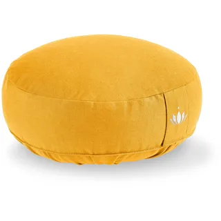Lotuscrafts® Meditationskissen mit 10 cm Sitzhöhe, extra niedrig, Yoga Kissen mit Dinkelfüllung, Yogakissen Rund, Bodenkissen Rund, Yogakissen Meditationskissen, Bezug waschbar, GOTS Zertifiziert