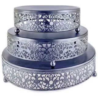 Eidoct 3-teiliges Kuchenständer-Set, runde Metall-Kuchenständer, Dessert-Display, Cupcake-Ständer für Hochzeit, Event, Geburtstagsfeier (Schwarz)