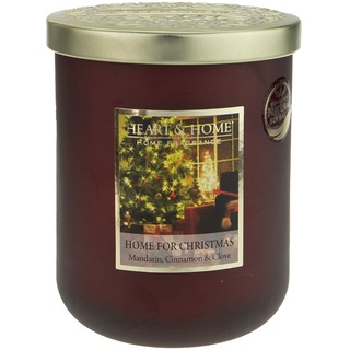 Duftkerze im Glas, groß, 320 g - 75 h, Duft Weihnachten am Feuer (Mandarine, Zimt und Nelken) Heart & Home