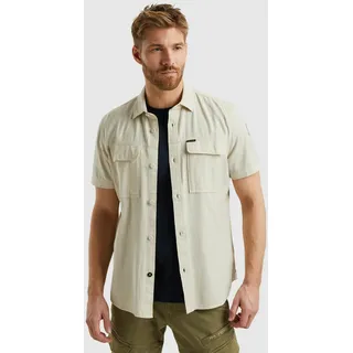 Kurzarmhemd PME LEGEND, Herren, Gr. XXL, N-Gr, weiß (bone weiß), Web, Obermaterial: 100% Baumwolle, unifarben, regular fit taillenbedeckt, gerader Abschluss, Hemden, mit Kent Kragen