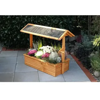 Promadino Pflanzkasten Zierbrunnen Chiemsee  (Außenmaß  (L x B x H): 94,5 x 49 x 77 cm, Holz, Braun)