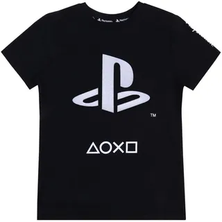 Playstation Kurzarmbluse Schwarzes T-Shirt silberfarbenem Aufdruck PlayStation 10-11 Jahre schwarz