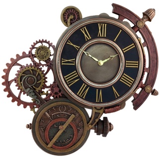 Vogler direct Gmbh Wanduhr Steampunk Wanduhr Astrolabium - by Veronese, (von Hand bronziert, LxBxH: ca. 37x4x52cm) braun