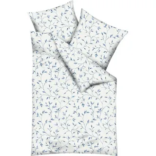 KAEPPEL Leaf Allover floral Baumwolle Blau 135 x 200 cm + 80 x 80 cm