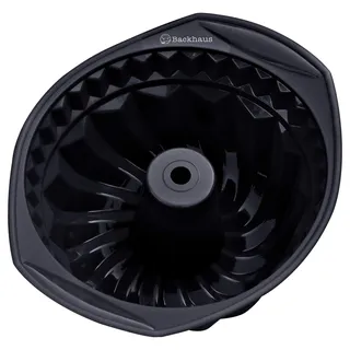 Backhaus Gugelhupfform – Antihaft Backform, Runde Bundform aus Premium Silikon (Schwarz)