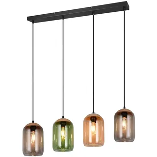 meineWunschleuchte Balkenpendelleuchte mit bunten Lampenschirmen aus recyceltem Glas, Breite 90cm