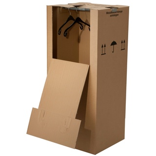 1 x Kleiderbox 60 kg Traglast stabiler Kleiderkarton mit Kleiderstange 2-wellig Umzugskarton Textilkarton BB-Verpackungen