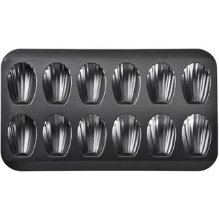 Madeleine-form, 12-teilig, Aus Antihaftbeschichtetem Kohlenstoffstahl, Schwarz