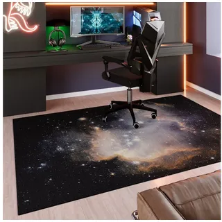 Wecon home Teppich Galactic Glow, rechteckig, Höhe: 5 mm, Gamer Teppich, gewebt, Sci-Fi, robust, Gaming Room, rutschfest schwarz 110 cm x 160 cm x 5 mm