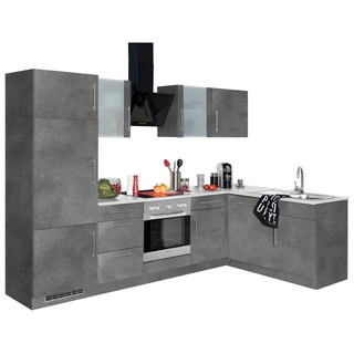wiho Küchen Winkelküche Cali, mit E-Geräten, Stellbreite 280 x 170 cm grau