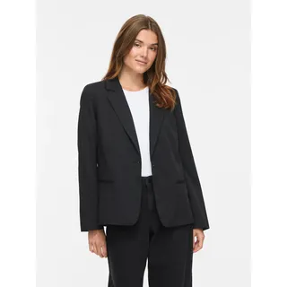 Kurzblazer VILA "VIBELLA L/S BLAZER - NOOS", Damen, Gr. 40, schwarz beauty, Web, Obermaterial: 81% Polyester, 17% Viskose, 2% Elasthan, unifarben, normal, V-Ausschnitt, Blazer Kurzblazer, Materialmix