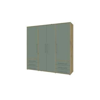 Möbel Kraft Drehtürenschrank Morley 206 x 200 x 53 cm Eiche/Salbei