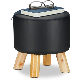 Relaxdays Hocker Kunstleder 30 x 30 x 30 cm Schwarz