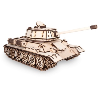 EWA Eco-Wood-Art EWA EcoWoodArt 3D Holzpuzzle für Jugendliche und Erwachsene-Mechanischer Panzer T-34 Modell-DIY-Bausatz, Selbstmontage