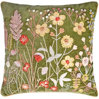 BUTLERS Dekokissen 50x50cm aus Baumwolle -Bohemian- Besticktes Blumenkissen für Polstermöbel | Sofakissen für wohnliche Akzente