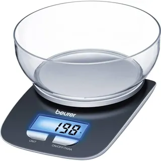 Beurer 704.15 KS 25 Küchenwaage mit 1,2l Wiegeschüssel, digitale Küchenwaage mit Tara-Zuwiegefunktion und 3kg Tragkraft, (L x B x H) 220 x 150 x 50 mm