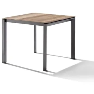Sieger Gartentisch 90x90cm Polytec Eiche hell-Gestell Eisengrau