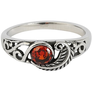 etNox Ring - Leaf Red - für Damen - silberfarben/orange - 62