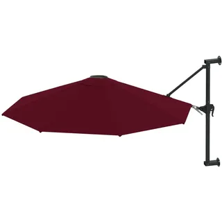 Gecheer Sonnenschirm zur Wandmontage mit Metall-Mast 300cm Burgunderrot, Gartenschirm Marktschirm Balkonschirm Strandschirm für Restaurantterrassen Park Picknick47298