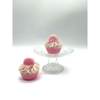 Anna & Julie Candles Duftkerze Pink Macaron Cupcake, Dessertkerze, Sojawachs, Vegan, lange Brenndauer