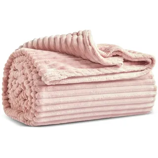 KARACA Ruby Stripe Kuscheldecke 150 x 200 cm Rosa